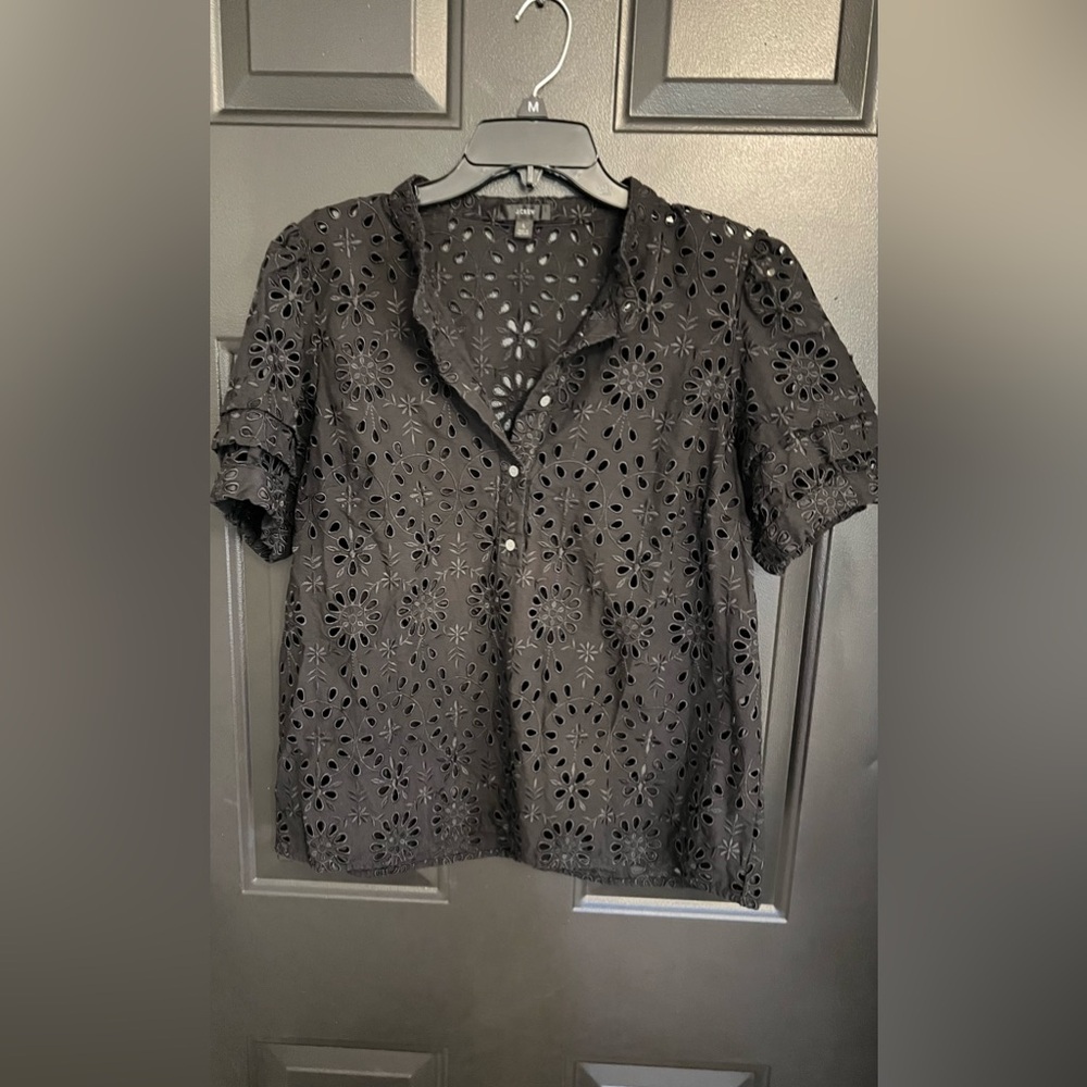 J. Crew Black Boxy Short Sleeve Blouse